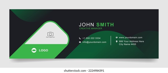 creative professional business email signature template with an author photo place | Modern horizontal layout for custom e-mail, web signatures, banner, ads, email footer etc