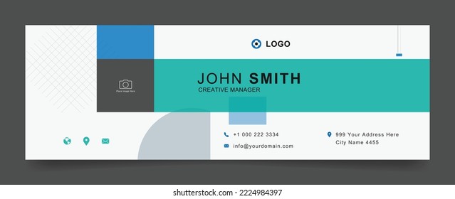 creative professional business email signature template with an author photo place | Modern horizontal layout for custom e-mail, web signatures, banner, ads, email footer etc