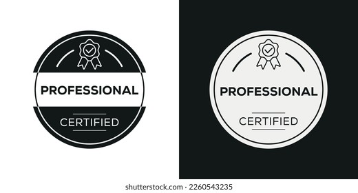 Insignia certificada creativa (profesional), ilustración vectorial.
