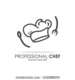 Creative Professional Chef Logo with white background. Can be used for restaurant logo, chef logo, id card, neon box and cooking logo