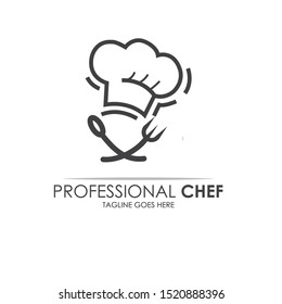 Creative Professional Chef Logo with white background. Can be used for restaurant logo, chef logo, id card, neon box and cooking logo