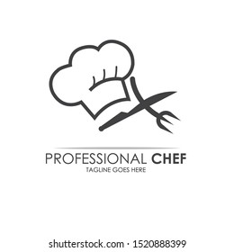 Creative Professional Chef Logo with white background. Can be used for restaurant logo, chef logo, id card, neon box and cooking logo