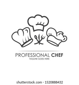 Creative Professional Chef Logo with white background. Can be used for restaurant logo, chef logo, id card, neon box and cooking logo
