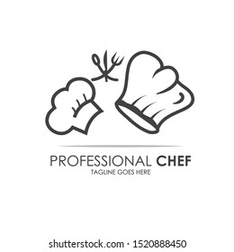 Creative Professional Chef Logo with white background. Can be used for restaurant logo, chef logo, id card, neon box and cooking logo