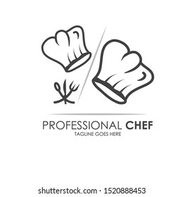 Creative Professional Chef Logo with white background. Can be used for restaurant logo, chef logo, id card, neon box and cooking logo