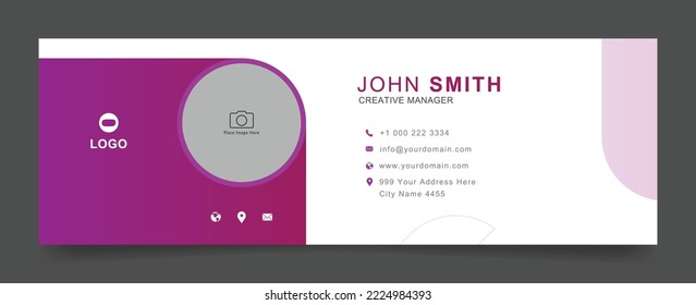 creative professional corporate email signature template with an author photo place | Modern horizontal layout for custom e-mail, web signatures, banner, ads, email footer