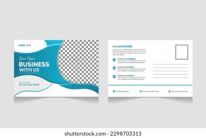 Plantilla de diseño de postales de Creative Professional Corporate . Postal comercial corporativa 
Diseño de plantillas, plantilla de postales mínima simple y limpia, postal comercial 
Diseño

