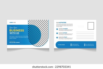 Creative Professional Corporate postcard design template . Corporate Business Postcard 
Template Design, Simple and Clean Modern Minimal Postcard Template, Business Postcard 
Layout

