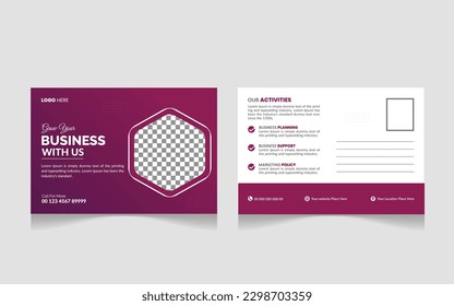 Creative Professional Corporate postcard design template . Corporate Business Postcard 
Template Design, Simple and Clean Modern Minimal Postcard Template, Business Postcard 
Layout

