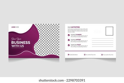 Creative Professional Corporate postcard design template . Corporate Business Postcard 
Template Design, Simple and Clean Modern Minimal Postcard Template, Business Postcard 
Layout

