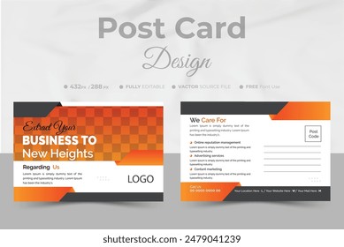 Creative Professional Corporate postcard design template . Corporate Business Postcard Template Design, Simple and Clean Modern Minimal Postcard Template, Business Postcard Layout.