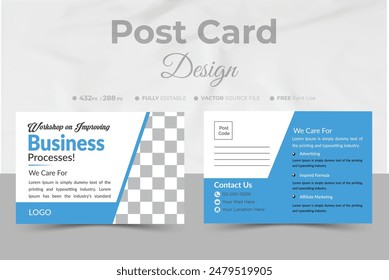 Creative Professional Corporate postcard design template . Corporate Business Postcard Template Design, Simple and Clean Modern Minimal Postcard Template, Business Postcard Layout.