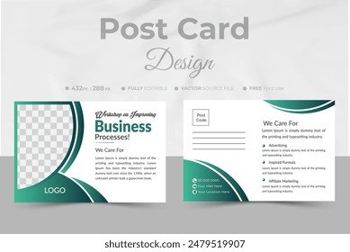 Creative Professional Corporate postcard design template . Corporate Business Postcard Template Design, Simple and Clean Modern Minimal Postcard Template, Business Postcard Layout.