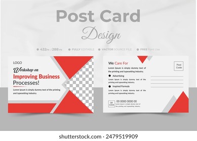 Creative Professional Corporate postcard design template . Corporate Business Postcard Template Design, Simple and Clean Modern Minimal Postcard Template, Business Postcard Layout.