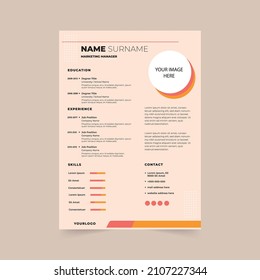 Creative Professional CV Resume Template Design. Vector Minimalist