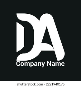 Logo de flechas DA creativas y profesionales en segundo plano.