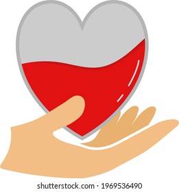 Creative and professional design of the blood drop symbol in the heart shape and the hand design in a very attractive style for donating blood campaign flyer and poster for the promotions.