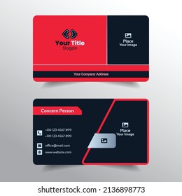 Plantilla de tarjeta de visita de doble cara creativa y profesional. Ilustración de vectores de diseño plano.