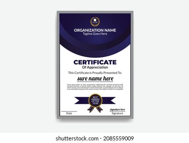 Creative, Professional, Eye Catching, Modern, Corporate, Educational, Industrial And Vertical Certificate Template Design 5 For Print, School, High School, Diploma, Honours, Phd, Company, University