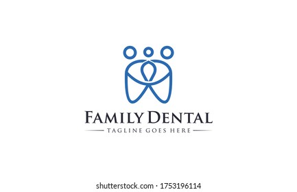 Creative and professional family dental for healthcare and dentist logo design vector editable on white background