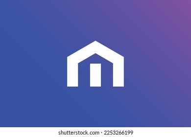 Creative and professional initial letter m home logo design template on blue background