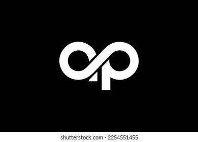 Creative and professional initial letter a p infinity logo design template on black background