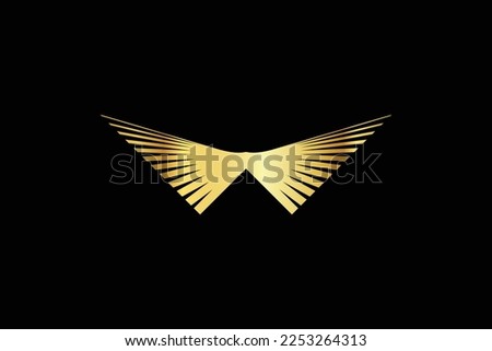 Creative and professional initial letter w wing logo design template on blue background 