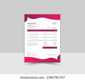 Plantilla de diseño de facturas creativas y profesionales.