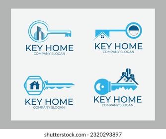 Creative and professional key home real estate logo designs