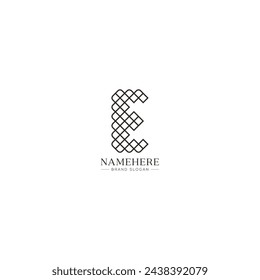 Creative professional letter E line art logo template