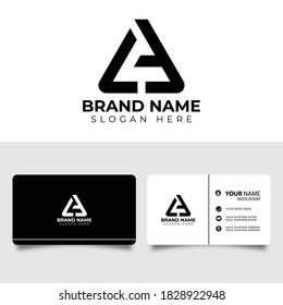 Logotipo de carta profesional creativa A o LA con tarjeta de visita