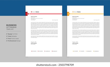 Creative professional letterhead format template, business style letterhead design template. Company letterhead template designs.