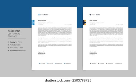 Creative professional letterhead format template, business style letterhead design template. Company letterhead template designs.