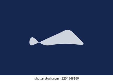 Creative und professionelle minimalistische Design-Vorlage für Hügel- und Fischlogos auf blauem Hintergrund