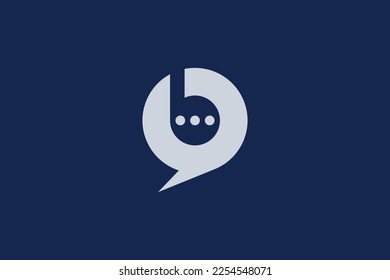 Letra minimalista creativa y profesional b plantilla de diseño de logotipo de chat sobre fondo azul
