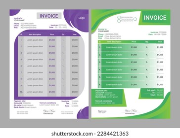 Creative professional modern invoice design corporate designing digital marketing agency 