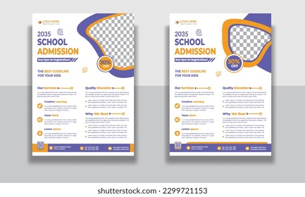 Creative professional and modern school flyer design, online school education admission flyer poster template, book cover, leaflet, poster, brochure template design