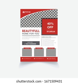 Creative professional Real Estate Flyer and Poster Template. Property Business Flyer Concept. Real estate promotion Brochure Cover Template Design. Concept of architecture design.