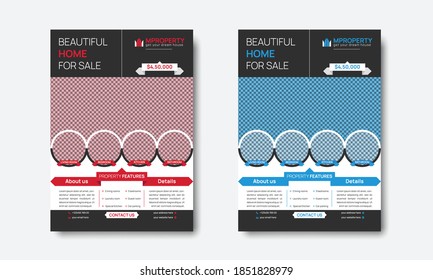 Creative Professional Real Estate Property Red and Blue Flyer Design