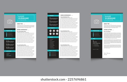 Creative and professional Resume and Cover Letter with Light Black Sidebar Cv Template