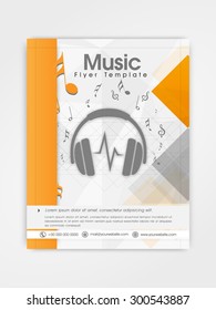 Creative professional template, brochure or flyer design for music company.
