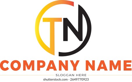 Creative and professional TN letter logo design template featuring a gradient circular icon. Ideal for startups, tech companies, digital agencies, and modern businesses. Fully editable and scalable fo