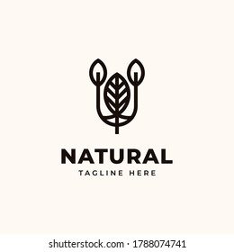 Creative Professional Trendy Leaf Logo Design in Black and White Color
