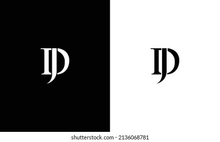 Creative Professional Trendy Letter DJ JD Logo Design in Black and White Color , Initial Based Alphabet Icon Logo