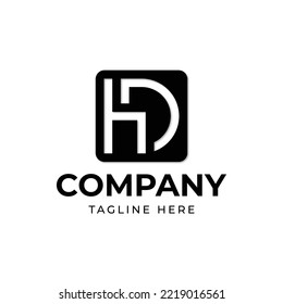 Creative Professional Trendy Letter HD HC Logo Design in Black and White Color , Initial Based Alphabet Icon Logo