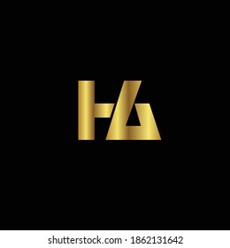 Creative Professional Trendy and Minimal HA Letters, Logo Design in Black and Gold Color, Initial Based Alphabet Icon Logo in Editable Vector Format