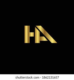Creative Professional Trendy and Minimal HA Letters, Logo Design in Black and Gold Color, Initial Based Alphabet Icon Logo in Editable Vector Format