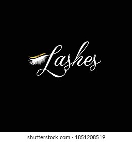 Creative Professional Trendy and Minimal Lashes Logo Design in Black, Gold and White Color, Logo in Editable Vector Format