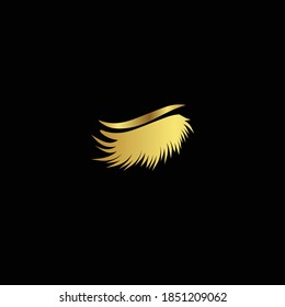 Creative Professional Trendy and Minimal Lashes Logo Design in Black and Gold Color, Logo in Editable Vector Format