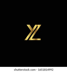 Creative Professional Trendy and Minimal Letter YZ Logo Design in Black and Gold Color, Initial Based Alphabet Icon Logo in Editable Vector Format